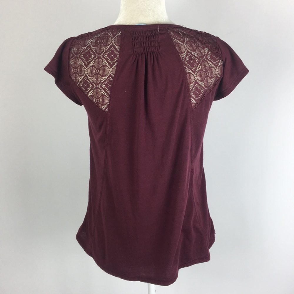 Francesca's Dina Be Cranberry Wine Crochet Top - Picture 5 of 6
